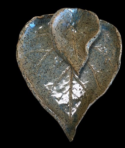 Clay ceramic handmade leaf - ceramic,