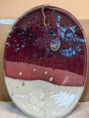 Studio art pottery oval wall - art,