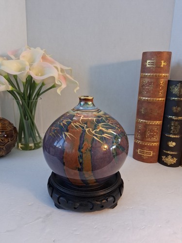 Vtg signed raku studio art - signed,