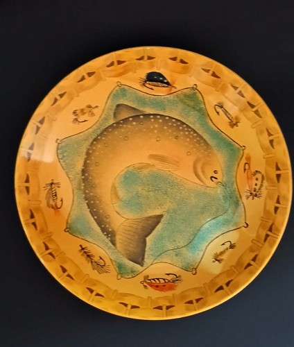 Art pottery plate fish - art,