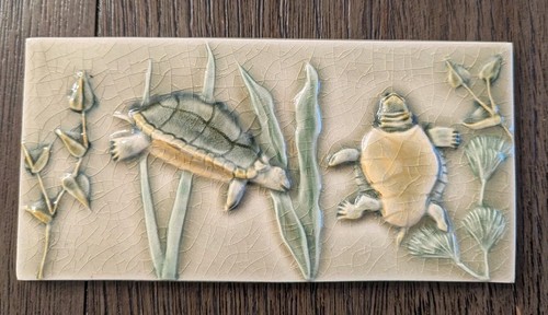Pottery tile turtles pond - tile,